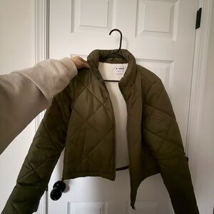 Forever 21 Olive Puffer Jacket